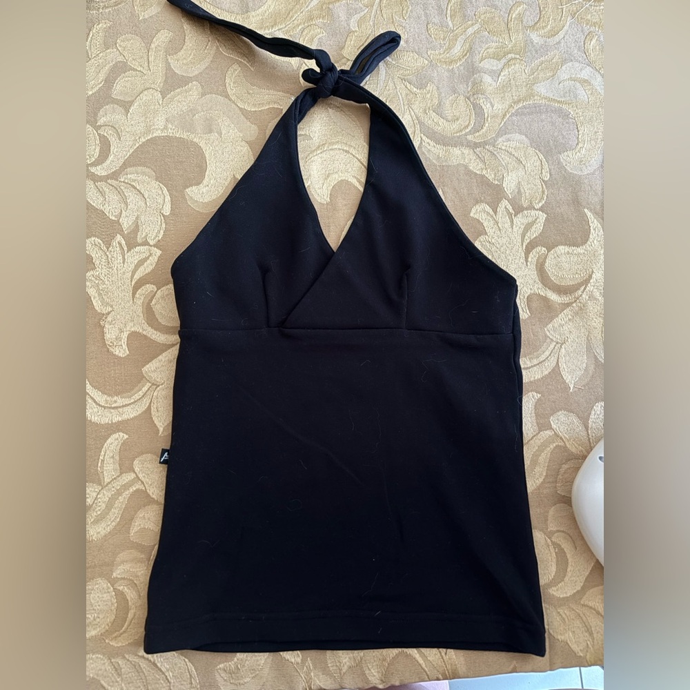 Myth Black Halter Neck Crop Top One Size Y2K Going Out Festival